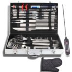 Flamora kit de barbecue d'extérieur avec boîte en aluminium, 32 pièces