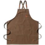 Tablier de Chef en coton , en toile, à dos croisé, Durable, pour femmes et hommes – Image 3