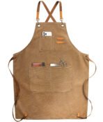 Tablier de Chef en coton , en toile, à dos croisé, Durable, pour femmes et hommes – Image 4