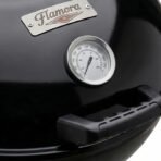 Flamora Barbecue à charbon Cuve et couvercle en acier, surface de cuisson de 43,5 cm, thermomètre de couvercle, cendrier amovible et roues de transport,Noir – Image 6