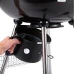 Flamora Barbecue à charbon Cuve et couvercle en acier, surface de cuisson de 43,5 cm, thermomètre de couvercle, cendrier amovible et roues de transport, Gris – Image 11