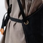Tablier de Chef en coton, en toile, à dos croisé, Durable, pour femmes et hommes Noir – Image 3