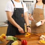 Tablier de Chef en coton, en toile, à dos croisé, Durable, pour femmes et hommes Noir – Image 6