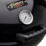 Flamora Barbecue à charbon Cuve et couvercle en acier, surface de cuisson de 43,5 cm, thermomètre de couvercle, cendrier amovible et roues de transport, Gris – Image 9