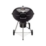 Flamora Barbecue à charbon Cuve et couvercle en acier, surface de cuisson de 43,5 cm, thermomètre de couvercle, cendrier amovible et roues de transport,Noir – Image 2