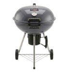 Flamora Barbecue à charbon Cuve et couvercle en acier, surface de cuisson de 43,5 cm, thermomètre de couvercle, cendrier amovible et roues de transport, Gris – Image 2