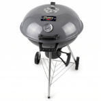 Flamora Barbecue à charbon Cuve et couvercle en acier, surface de cuisson de 43,5 cm, thermomètre de couvercle, cendrier amovible et roues de transport, Gris – Image 3