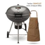 Flamora Barbecue à charbon Cuve et couvercle en acier, surface de cuisson de 43,5 cm, thermomètre de couvercle, cendrier amovible et roues de transport, Gris