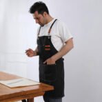Tablier de Chef en coton, en toile, à dos croisé, Durable, pour femmes et hommes Noir – Image 7
